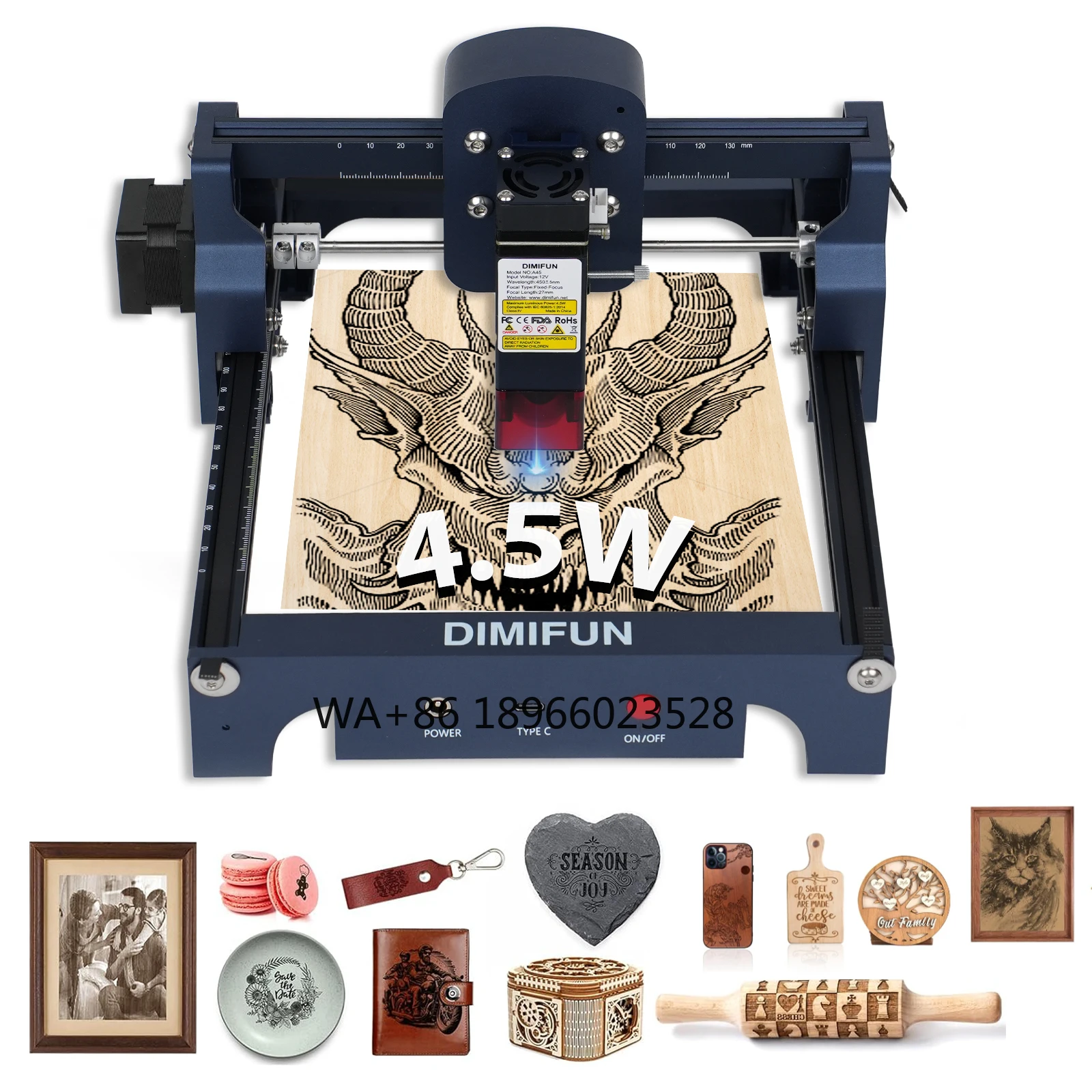 

2024 Low Price Logo 4.5W Mini Marking Engraving Machine for wood stainless steel engraver portable