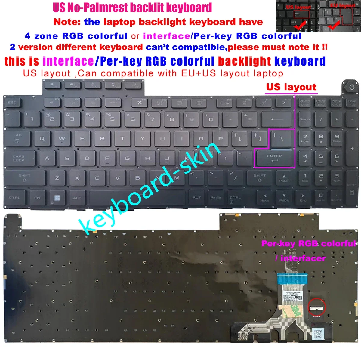 

Интерфейсная или RGB-клавиатура с подсветкой для ASUS ROG G18 G814 G814J G814JVR G814JIR G814JZR G834 G834J G834JZ G834JZR G834JY G834JYR