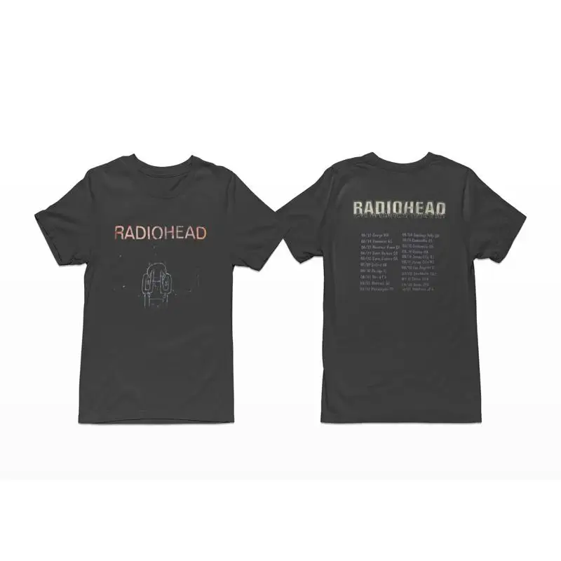 Radiohead 2001 جولة تي شيرت مزدوج الوجهين خمر نمط Y2K S 4XL