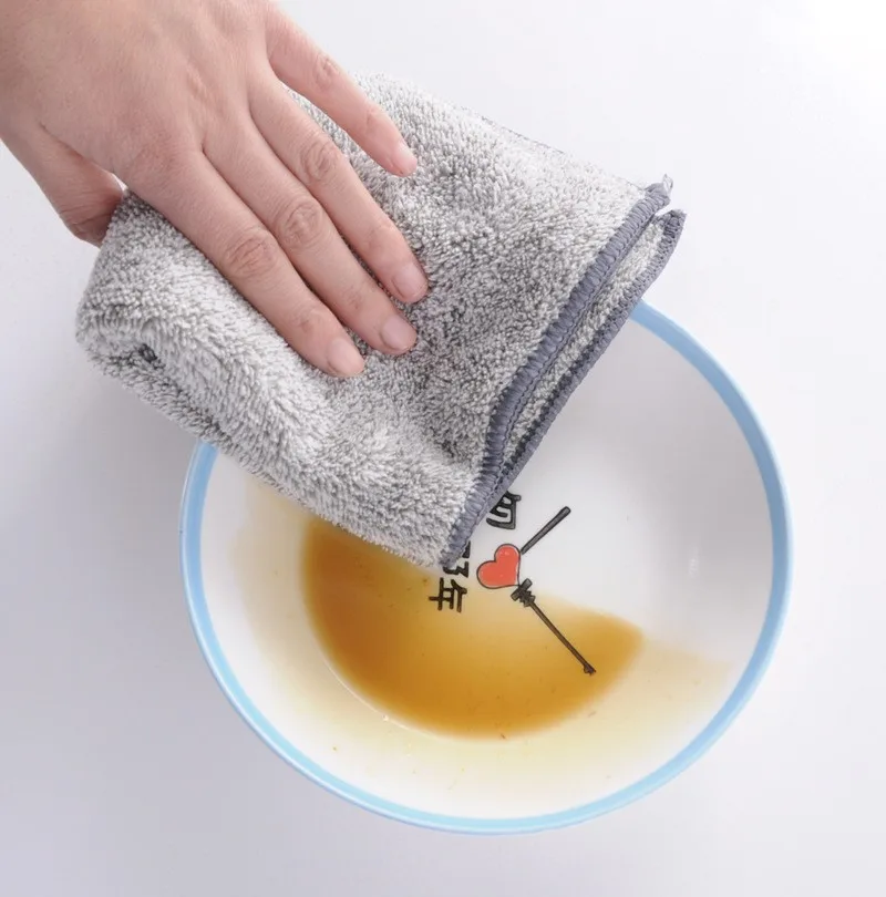 Bamboo Charcoal Fiber Cleaning Cloth Rags Non-Stick Oil Water Absorption Washing Kitchen Towel Household Cleaning Wiping Tools