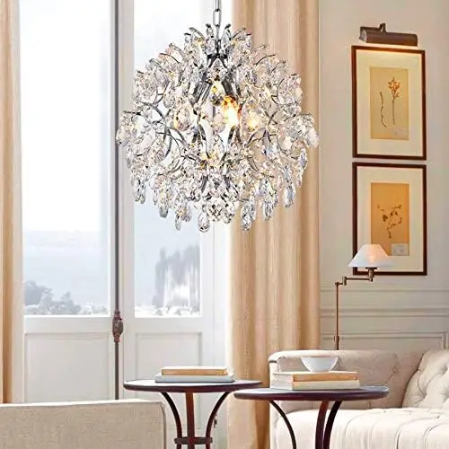 Crystal Raindrop Lighting Ceiling Light Fixture Lamp for Dining Room Bathroom Bedroom