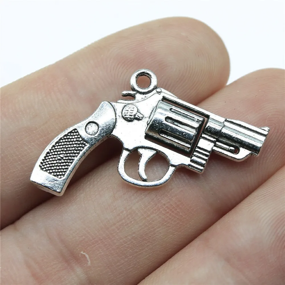 WYSIWYG 5pcs 29x22mm 2 Colors Gun Charms Pendant For DIY Jewelry Making Handmade Jewelry Craft Findings