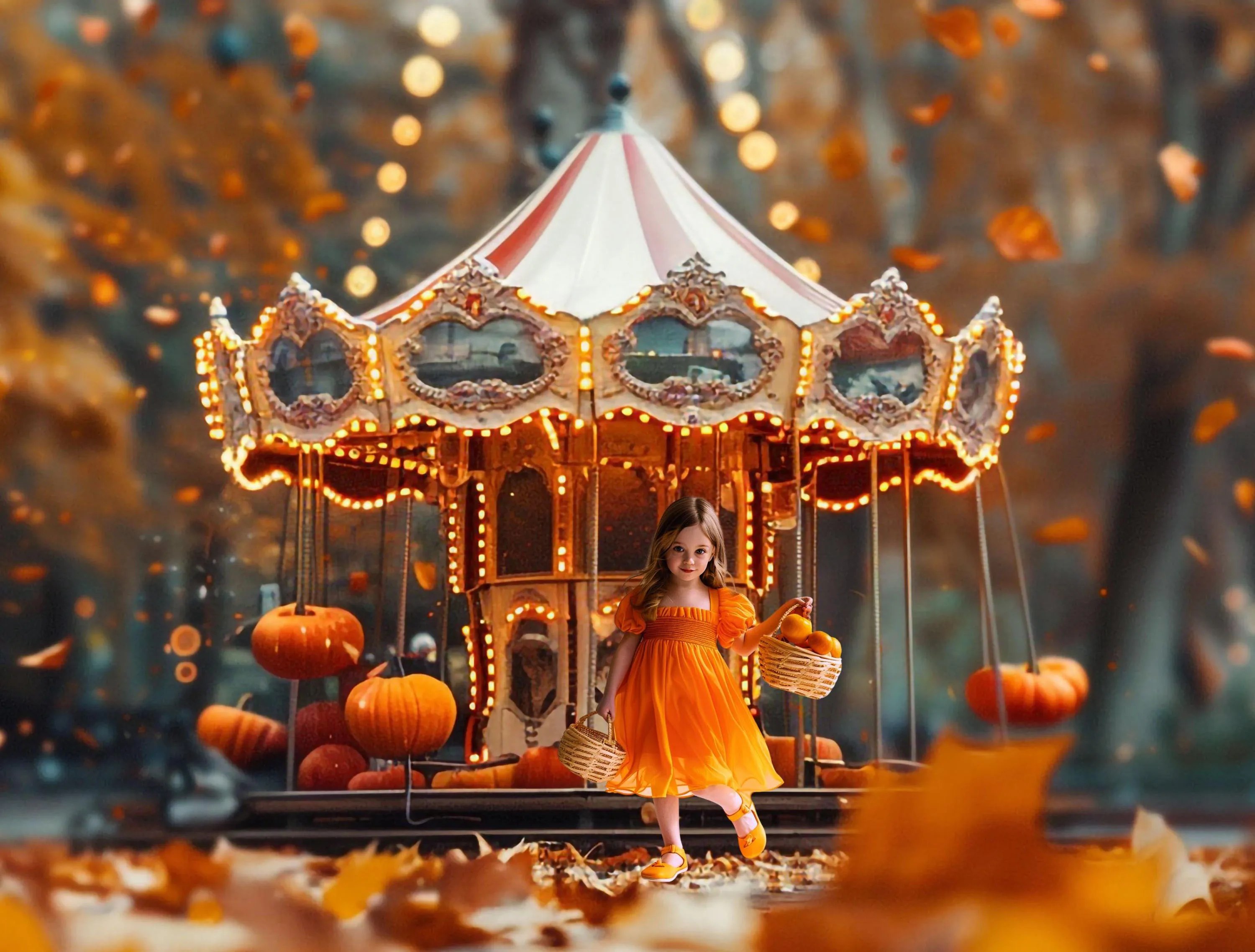 Mehofond 写真撮影の背景秋カボチャカルーセル子供の誕生日パーティーケーキスマッシュポートレート装飾背景写真スタジオ