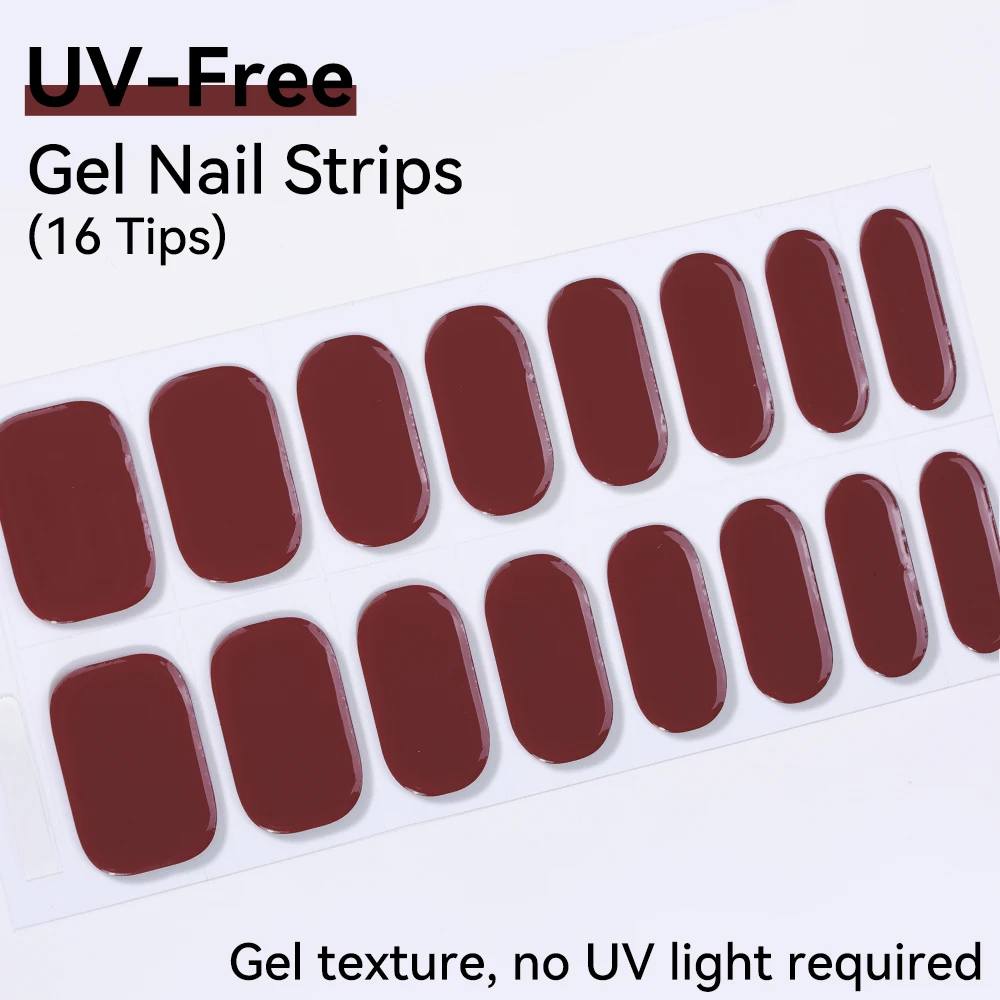Gel Nail Stickers UV Cured-free Long-Lasting Color Nail Strips Patch Slider Sticker Full Cover Decal Nail Manicure Patch 16Tips