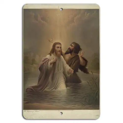 Baptism of Christ: Divine Light on Metal Art-Aluminum-tin sign