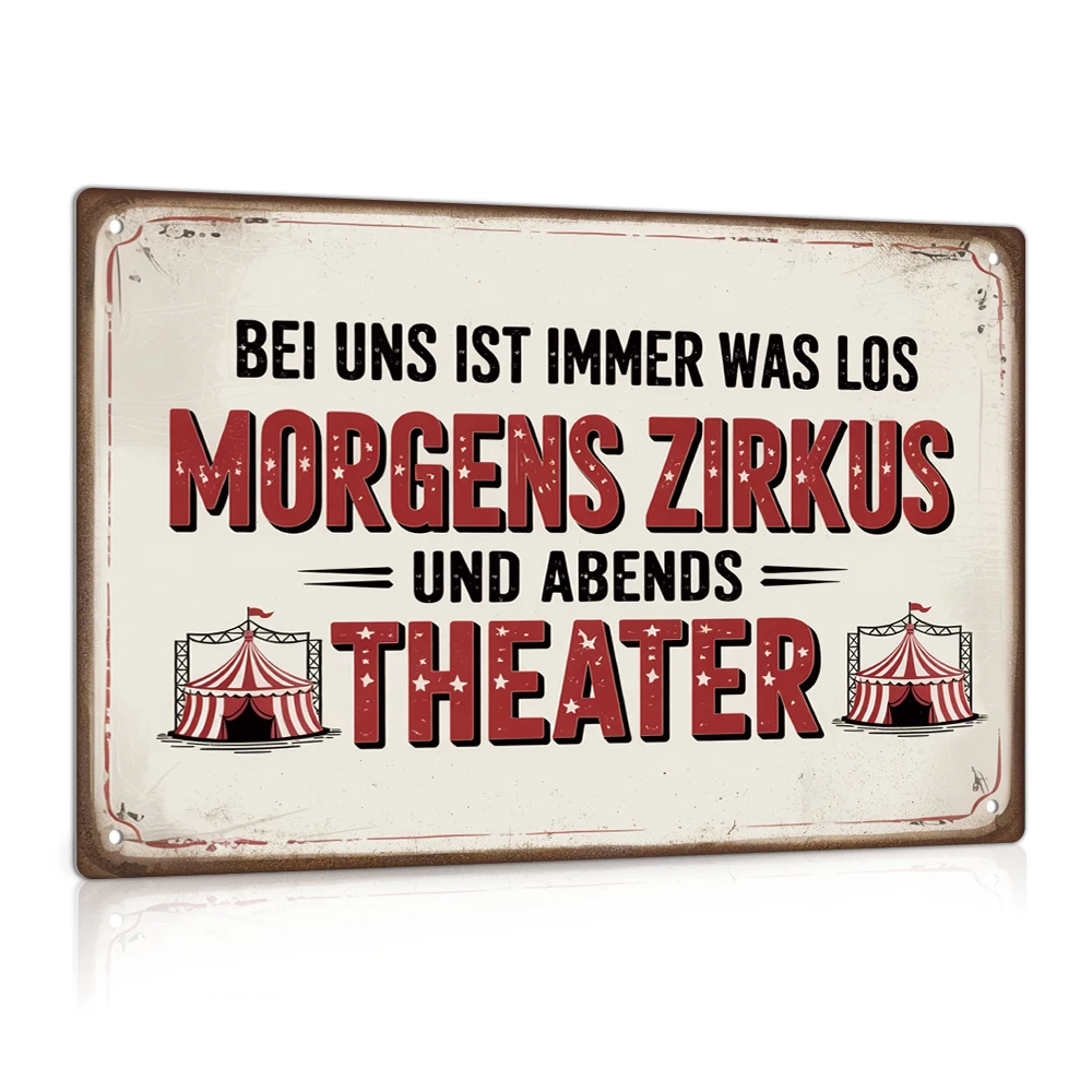 Putuo Decor 1pc German Funny Sarcastic Quotes Vintage Metal Tin Sign, BEI UNS IST IMMER WAS LOS, Gift
