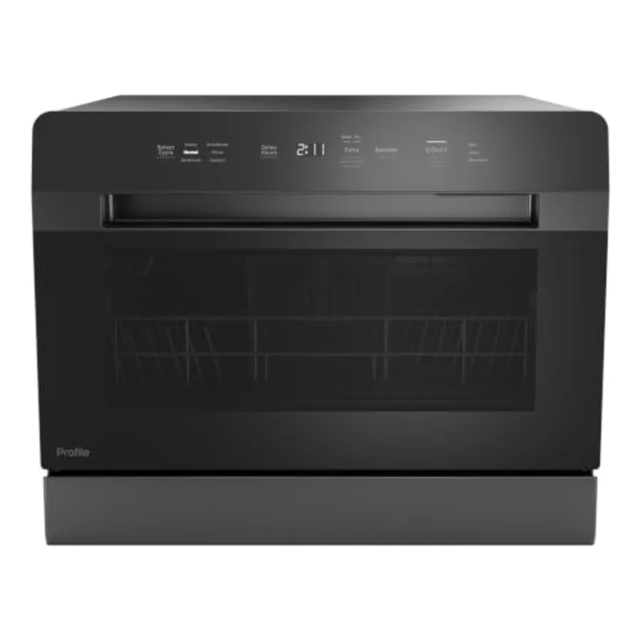 Countertop dishwasher for small kitchens, stainless steel, black, Energy Star certified with WiFi connectivity and built-in cap