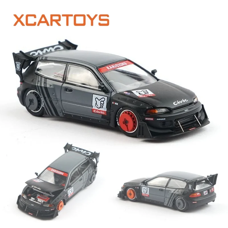 XCARTOYS POPRACE 1/64 Civic EG6 Hatchback Racing Car Diecast Alloy Model Miniature Collectible Ornament Hobby Vehicle Gift