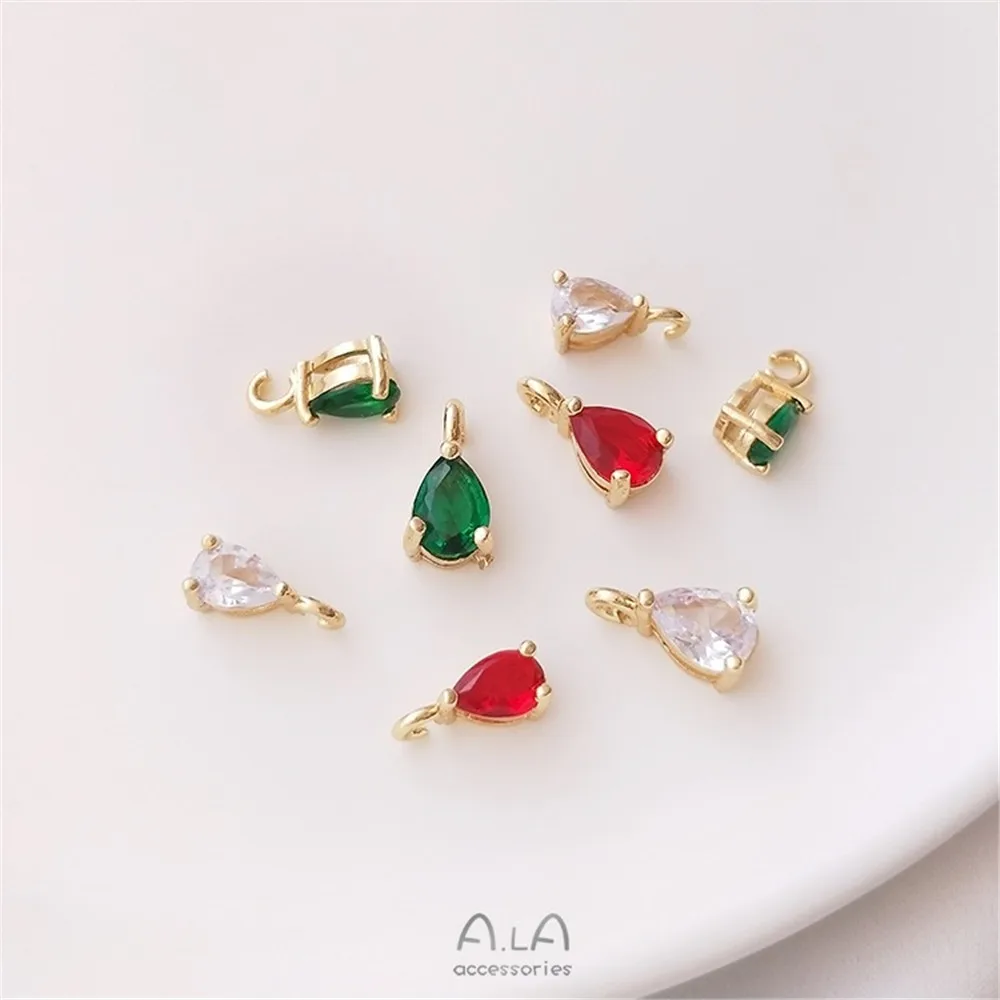 

Color Preservation 14K Gold Drop Zircon Pendant Open Ring Handmade Diy Bracelet Earrings Jewelry Small Pendant