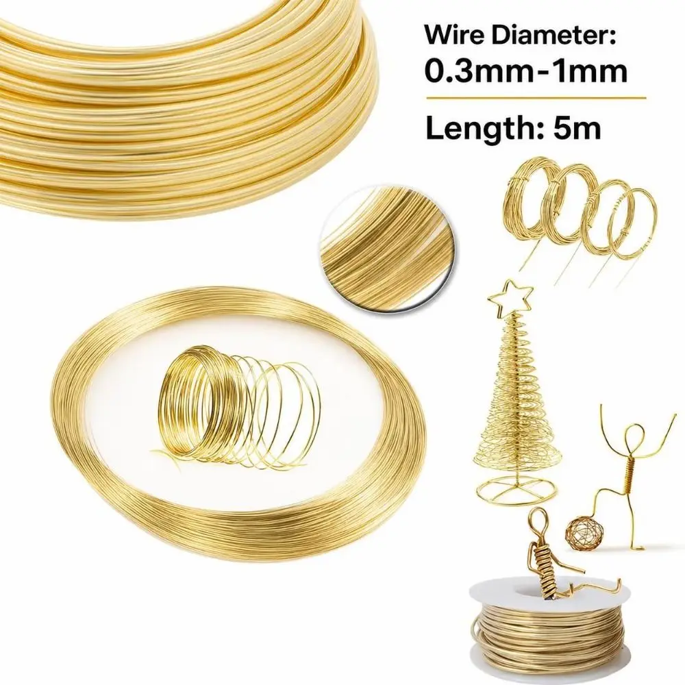 New Brass Brass Wire 0.3-1mm 5M/Roll Jewelry Wire Bendable Wrapping Wire
