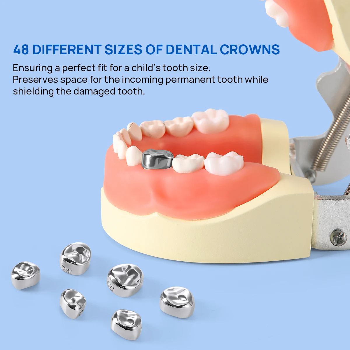 48 ชิ้น/กล่อง AZDENT ทันตกรรมหลัก Molar Crown ฟัน Preformed สแตนเลสชั่วคราว Crowns ชุดเด็กทันตกรรม Supply