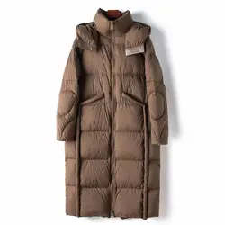 2024 Winter New Women's Down Jacket Loose Commuting Fashion Windproof Hoodie Goose Down Parkas