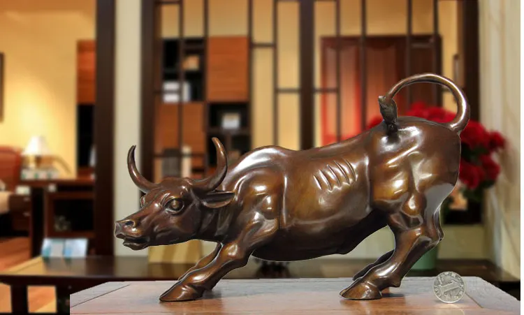 Good luck-- HOME Company business decorative Stock market bull Wall Street bronze  statue Mascot # art large