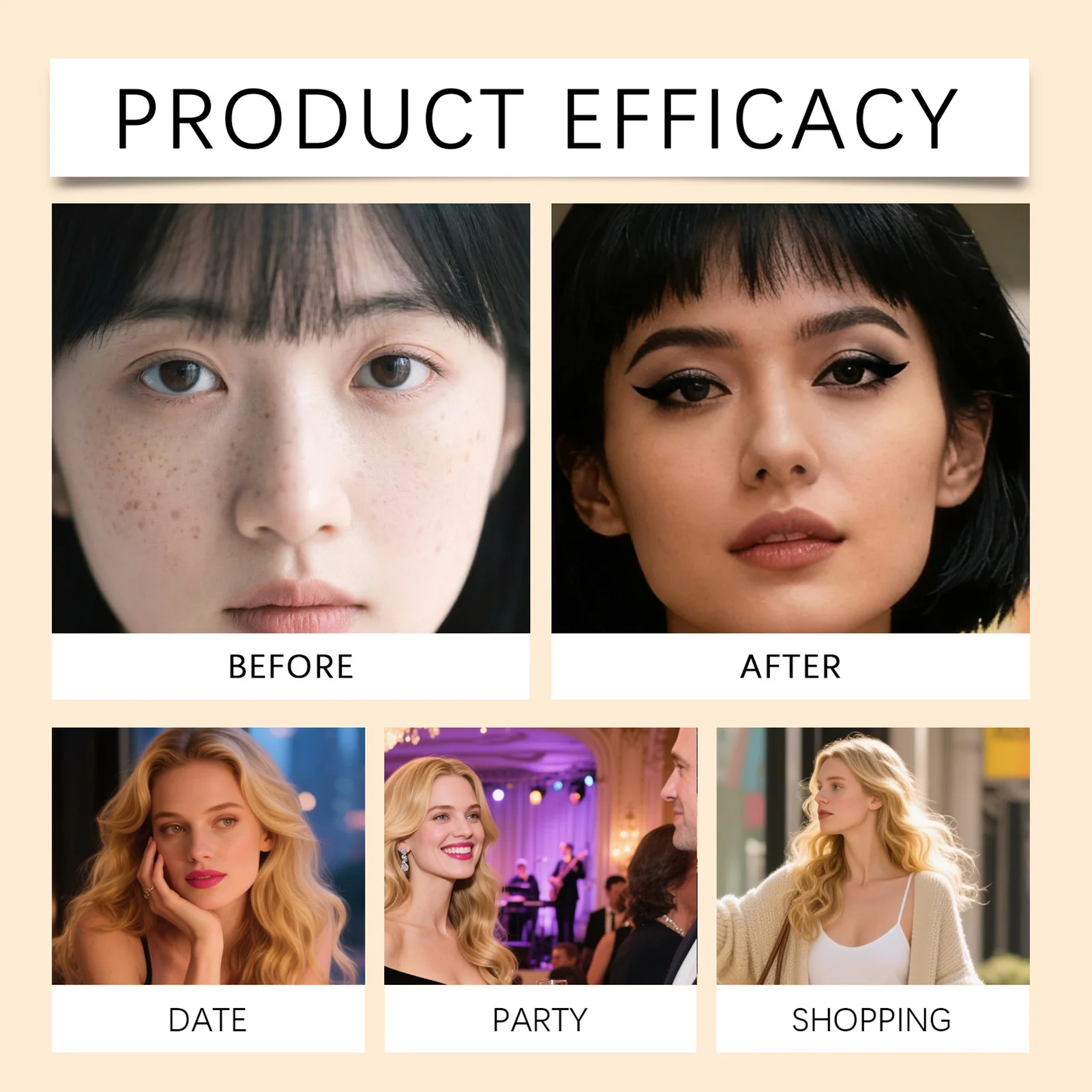 Hellbrauner Eyeliner, wasserfest, wischfest, flüssiger Eyeliner-Stift, ultrafeine Spitze, schnell trocknend, sanft zu den Augen, leicht zu entfernen