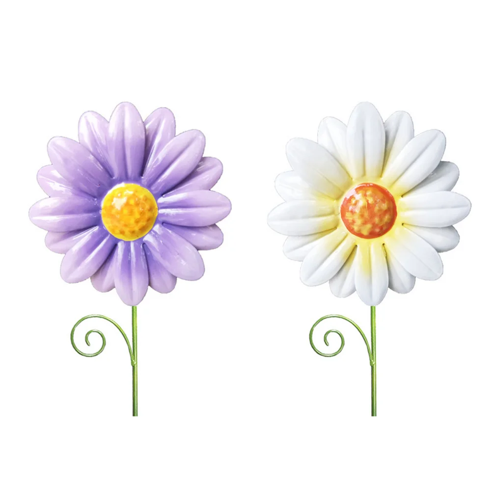 

2 Pcs Iron Flower Pot Plant Ornament Stakes Metal Indoor Lawn Ornaments Spring Decorations Garden Yard Insert