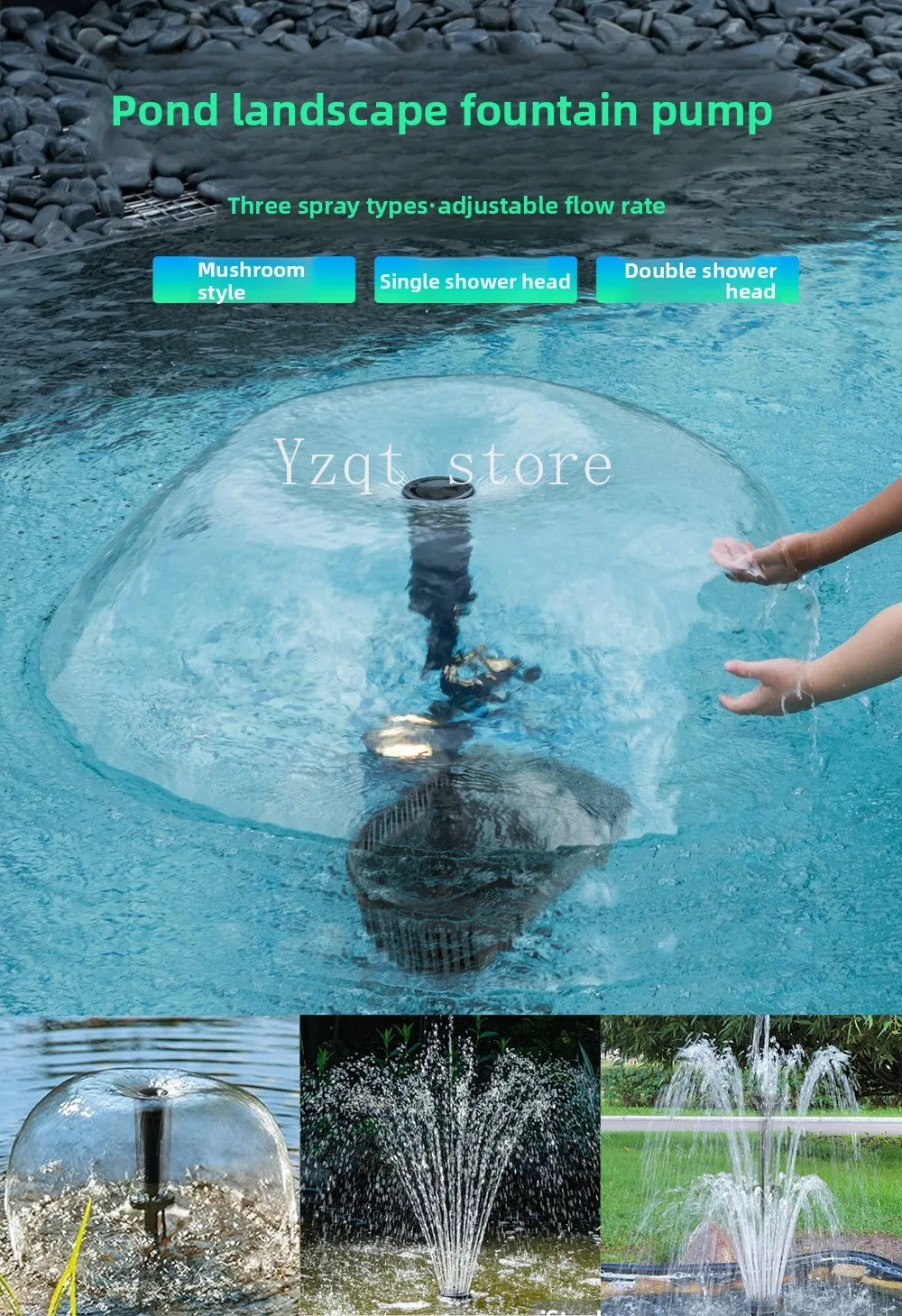 Fish pond fountain pump Garden fountain landscaping pond courtyard Submersible pump Outdoor shower filter pump