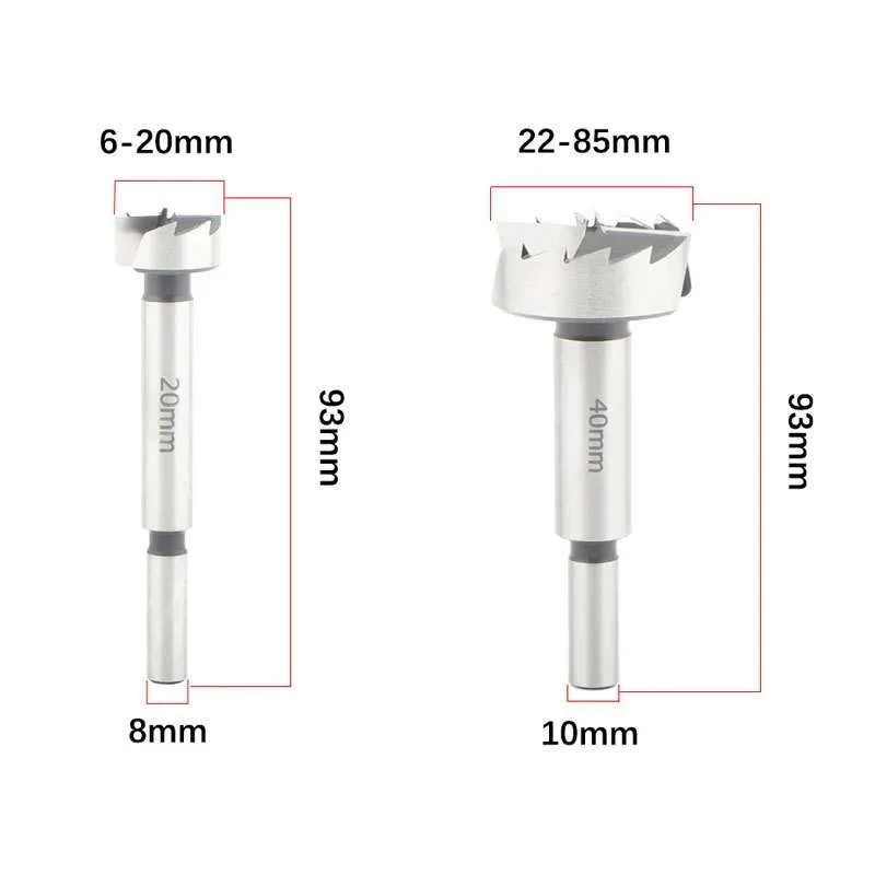Multi-Tooth Flat Wing Wood Hole Cutter Auger Drill Bit Round Shank Hinge Drilling Tool for Door Window Cabinet