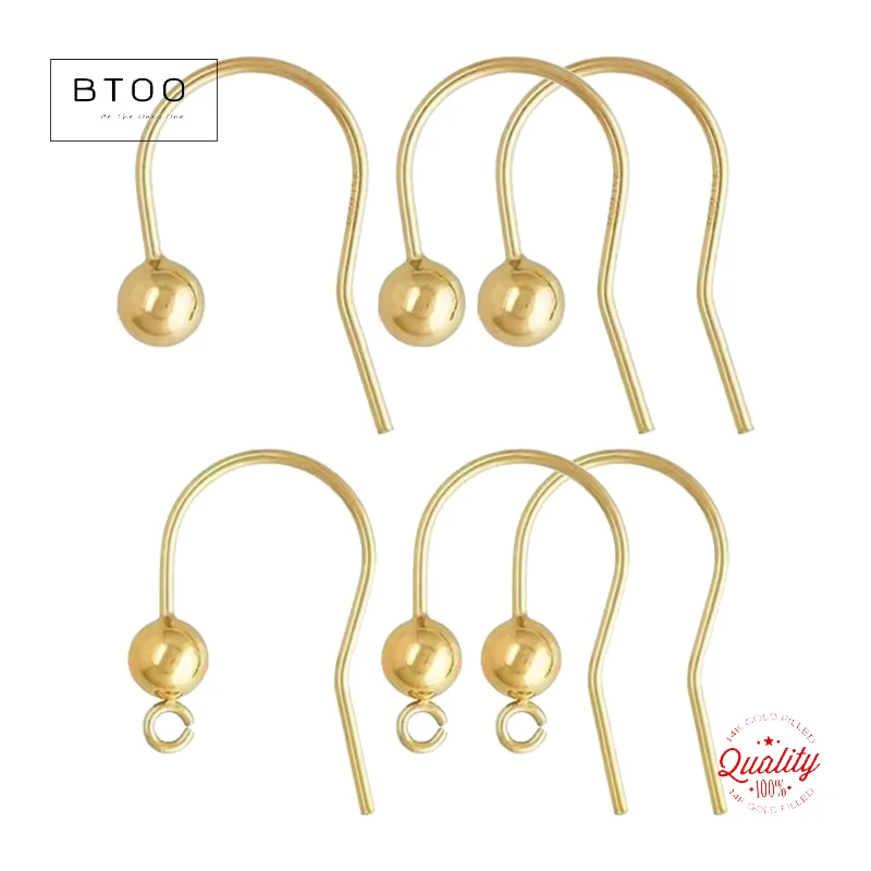 

Провода для сережек с шариковым наконечником из 14-каратного золота, провода для ушей из позолоченных бусин с открытым кольцом, крючки для сережек с позолотой, фурнитура для ювелирных изделий