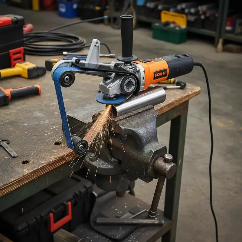 Tubing Grinder Polishing Tool 31.5x1.57 Inches For Metalwork Construction Maintenance, 1000W High Power 6 Adjustable Speeds 1100-3200rpm Professional Burnishing Finishing Tool 100 Sanding Belts Included