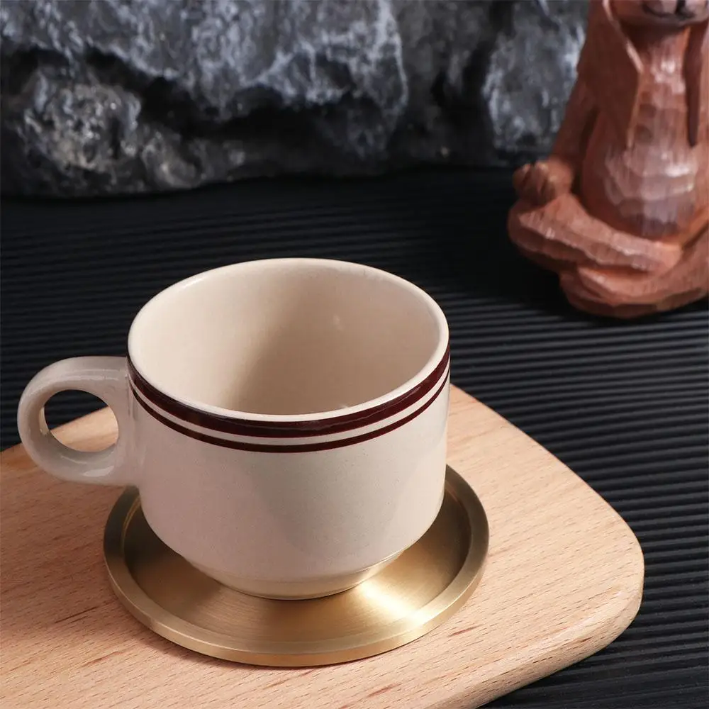 Immagine 5: Sottobicchieri Rotondi in Ottone per Centrotavola, Decorazioni Resistenti al Calore, Sottobicchieri in Rame per Tavoli da Caffè e Arredamento Casa