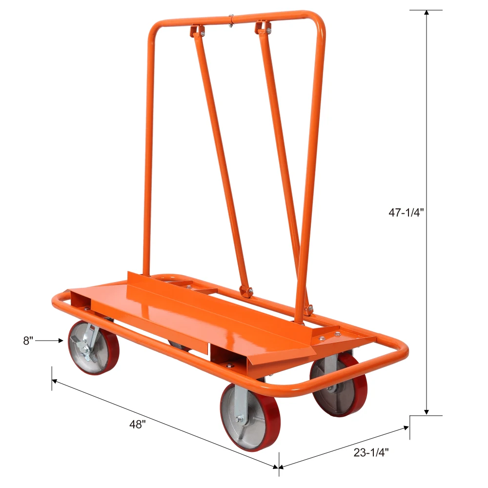 Heavy Duty Drywall Sheet Cart & Panel Dolly 3300lbs load capacity, panel service cart, 8" Polyurethane Wheel on Steel Hub