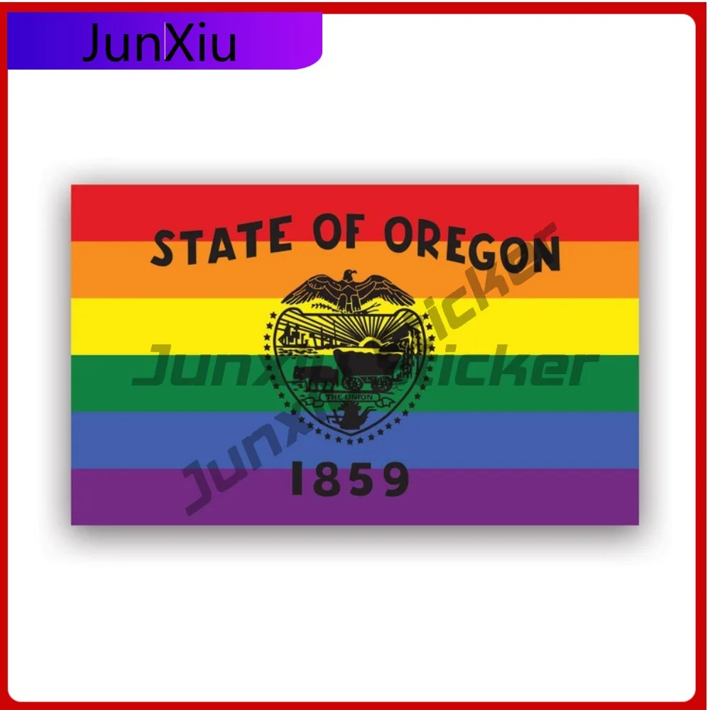 

Rainbow Oregon Gay Waterproof Fade Resistant Racing For Bumper Laptop Truck Removable Easy To Remove Decor Anime Style Sun