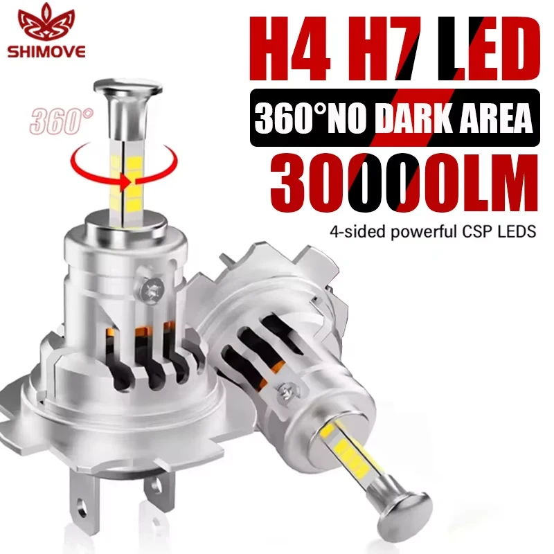 Mini H7 H4 300W LED Car Headlight Bulb Canbus 30000LM Led Light for Wireless with Fan 6000K Auto H4 Bulbs Motorcycle Fog Lights