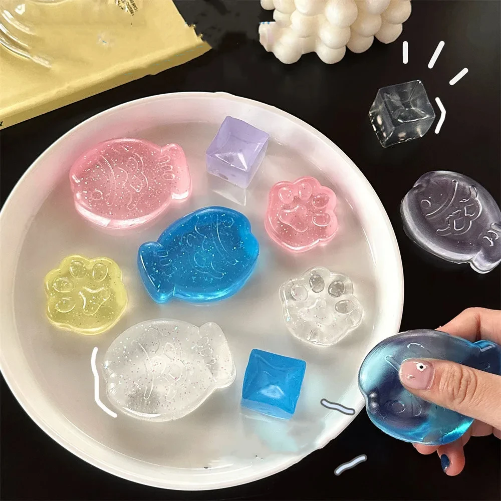 

Новые игрушки-фиджеты, мини-игрушки-сжималки, игрушка-антистресс Mochi Ice Block, милые игрушки-сжималки в виде кошачьих лап, игрушка для снятия стресса