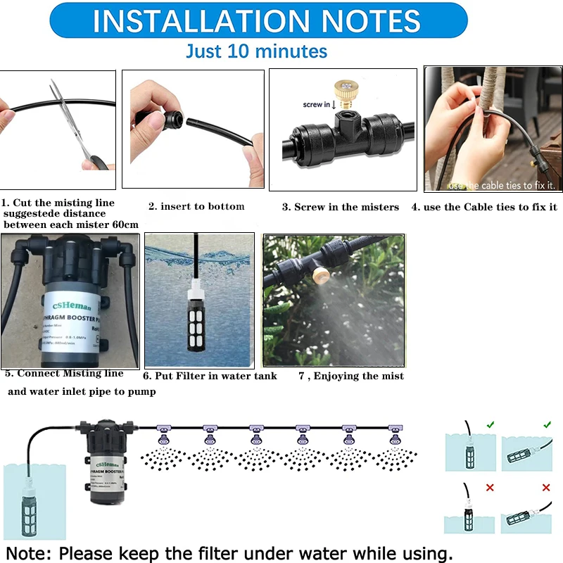 DIY 6M-15M voda misting chladící systém misters pro venku patio, 