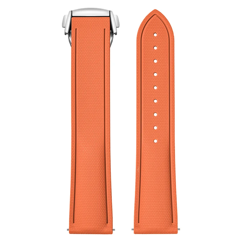 High Quality Woven pattern Sports Deployant Watch Band 20mm 21mm 22mm Universal Fluoro Rubber  Strap