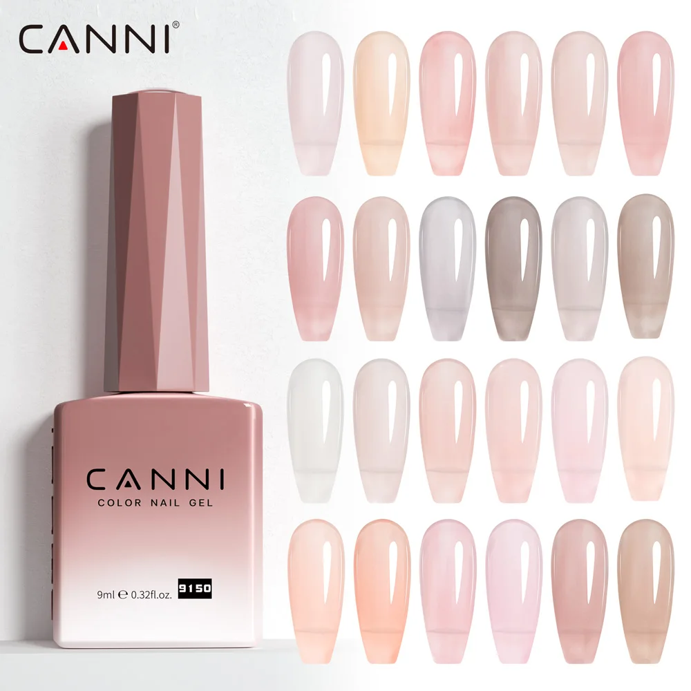 CANNI Hema Free Nail Gel Polish Fall Color Collection Semi Permanent Diamong Long Wear Top Coat Red Gorgeous JellyNude Color 9ml