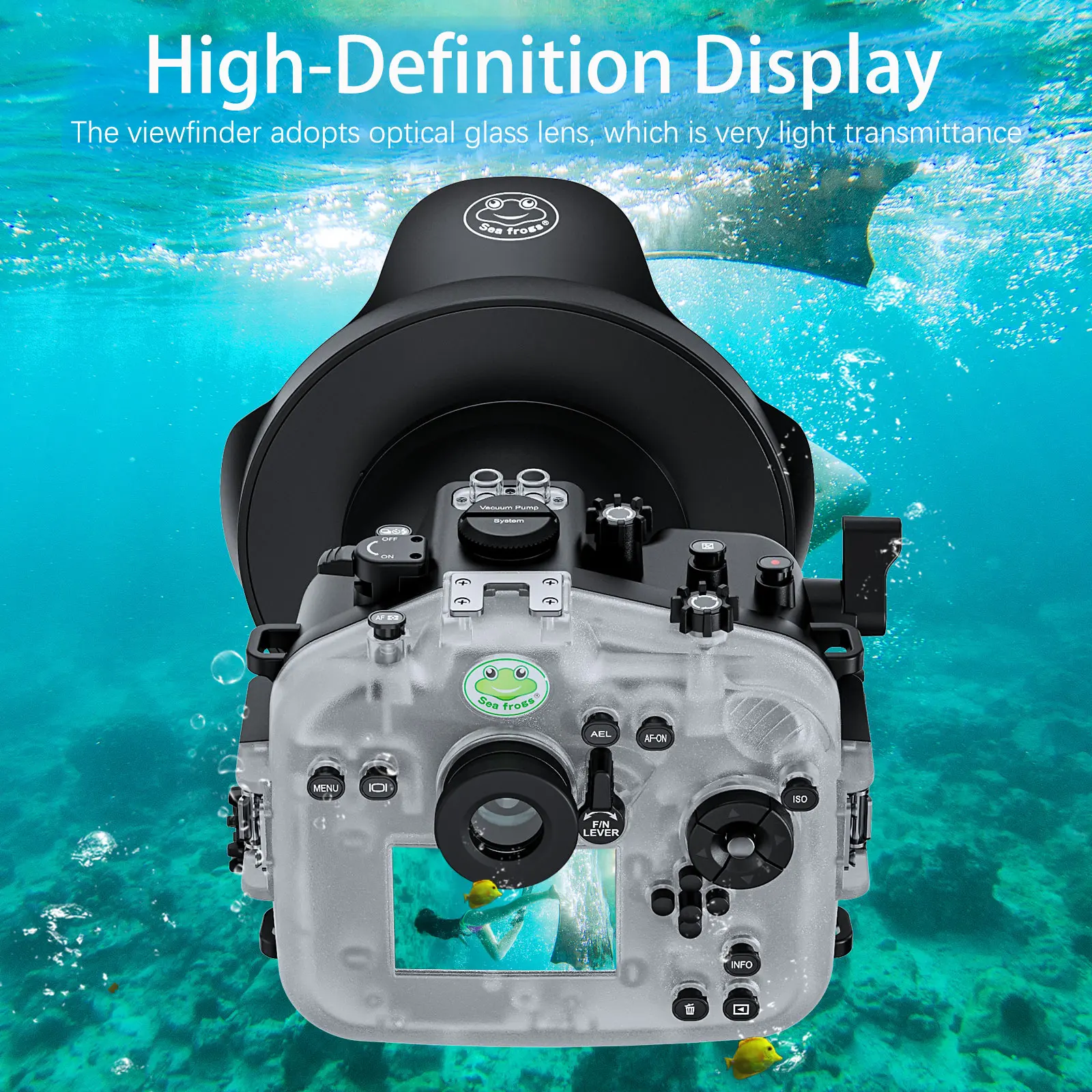 Seafrogs-アクリルドームポート付き防水カメラハウジングケース、オリンパスO-M1、12-100mm、12-40mmレンズ