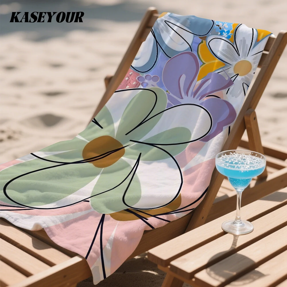 Pastel Blooms Compact Travel Beach Towel Super Absorbent Sand Resistant, Microfiber for Swimming Camping Yoga