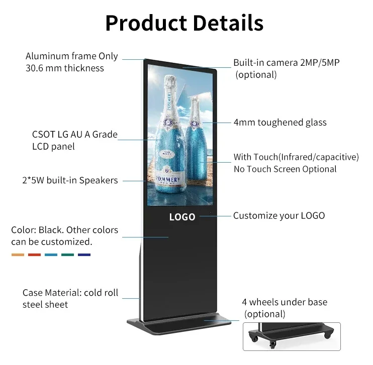 

Advertising Digital Signage Android 32 43 50 55 65 Inch Touch Screen Monitors Billboard Touch Screen Information Kiosk