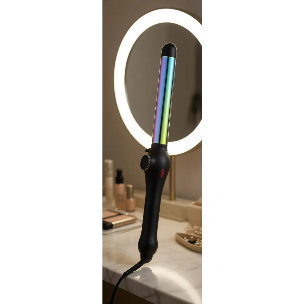 Rainbow Titanium 1 Inch Curling Wand for Smooth Long Lasting Curls