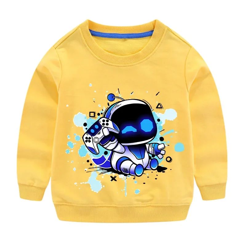 Astro Bot Sweatshirts Cute Game Anime Figure Pullover Baby Long Sleeved Casual Tops Boys Girls Round Neck Tracksuit Kids Clothes