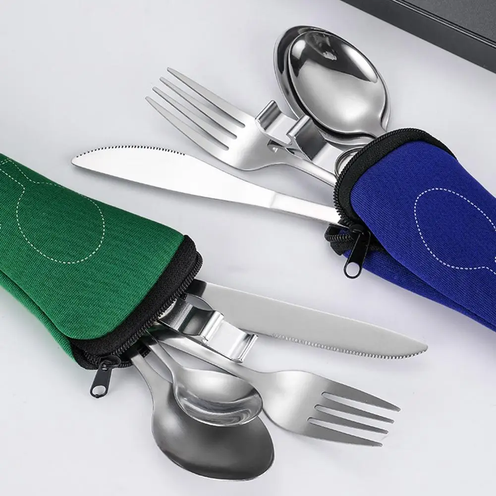 Picnic Set Tableware Washable with Zipper Travel Cutlery Kit Case Portable Pouch for Dinner Household Tool Travel Camping Spoon view 3