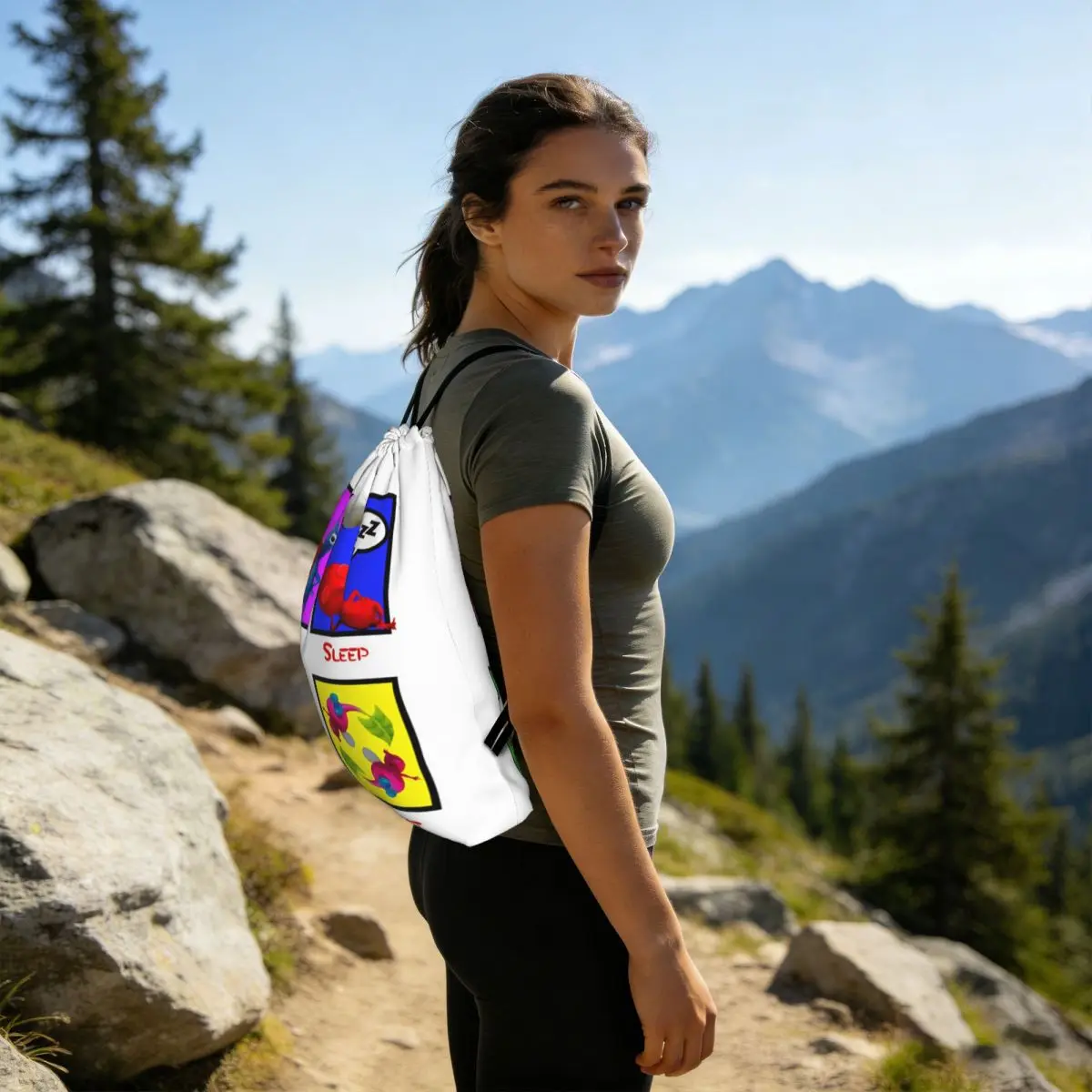 Eat Sleep Pikmin Repeat Backpacks Casual Drawstring Bags Sports Bag Book Bags for Man Woman School