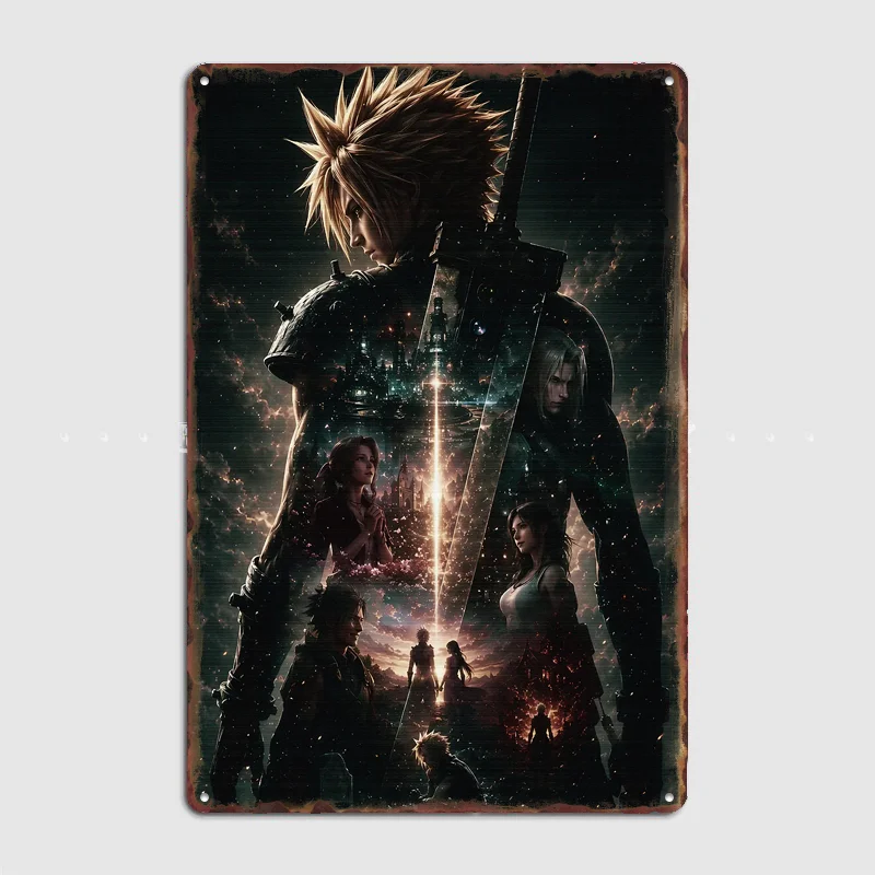 Final Fantasy VII Montage Poster Metal Tin Sign Indoor Outdoor Home Decor Bar Custom Posters Wall Room Decorations