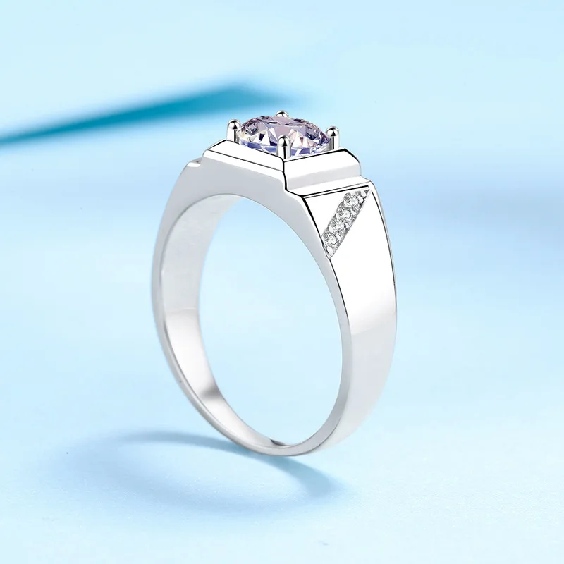 Elegant Domineering Men's Ring Simple Psychic Ring 2ct Men Moissanite PT950 Platinum Simple & Noble, Mature & Steady