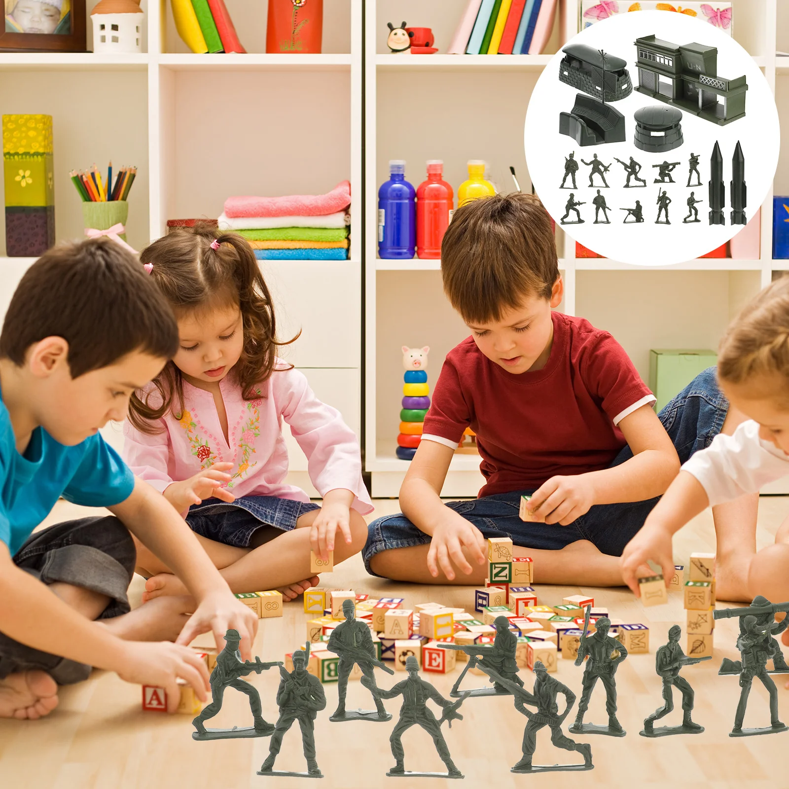 56 Pcs Playset Sand Table Model Mini Sodier Miniature Statue Imaginative Toy Men Figures