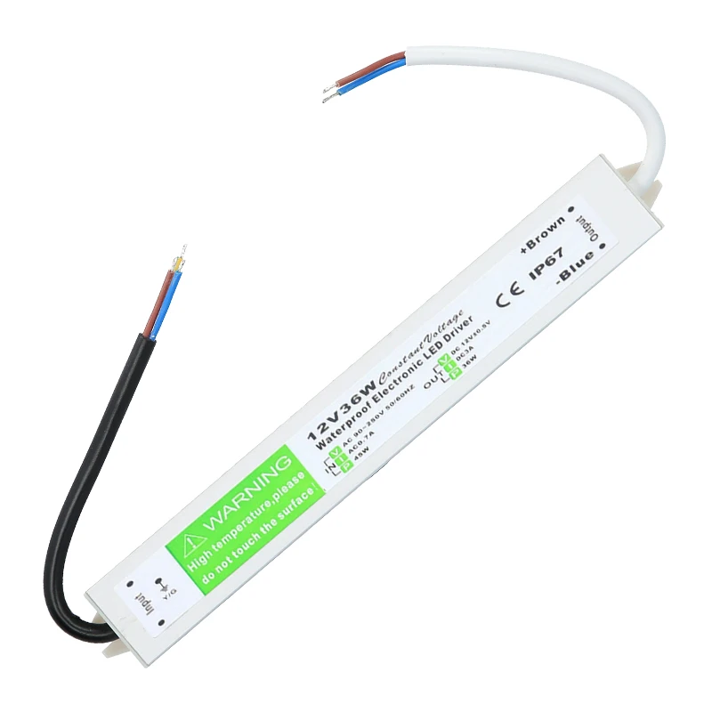 Lighting Transformer 90-250V AC to DC 12V 36W 3A LED Driver Adapter Aluminum Outdoor IP67 Waterproof Switching Power Supply