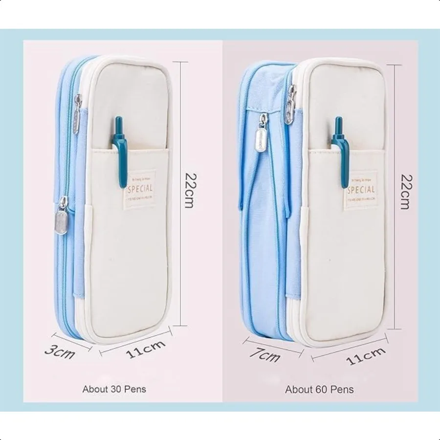 Grote opbergdoos voor etui, pennenzak met ritssluiting, organizer met grote capaciteit voor kantoorreishouderdoos