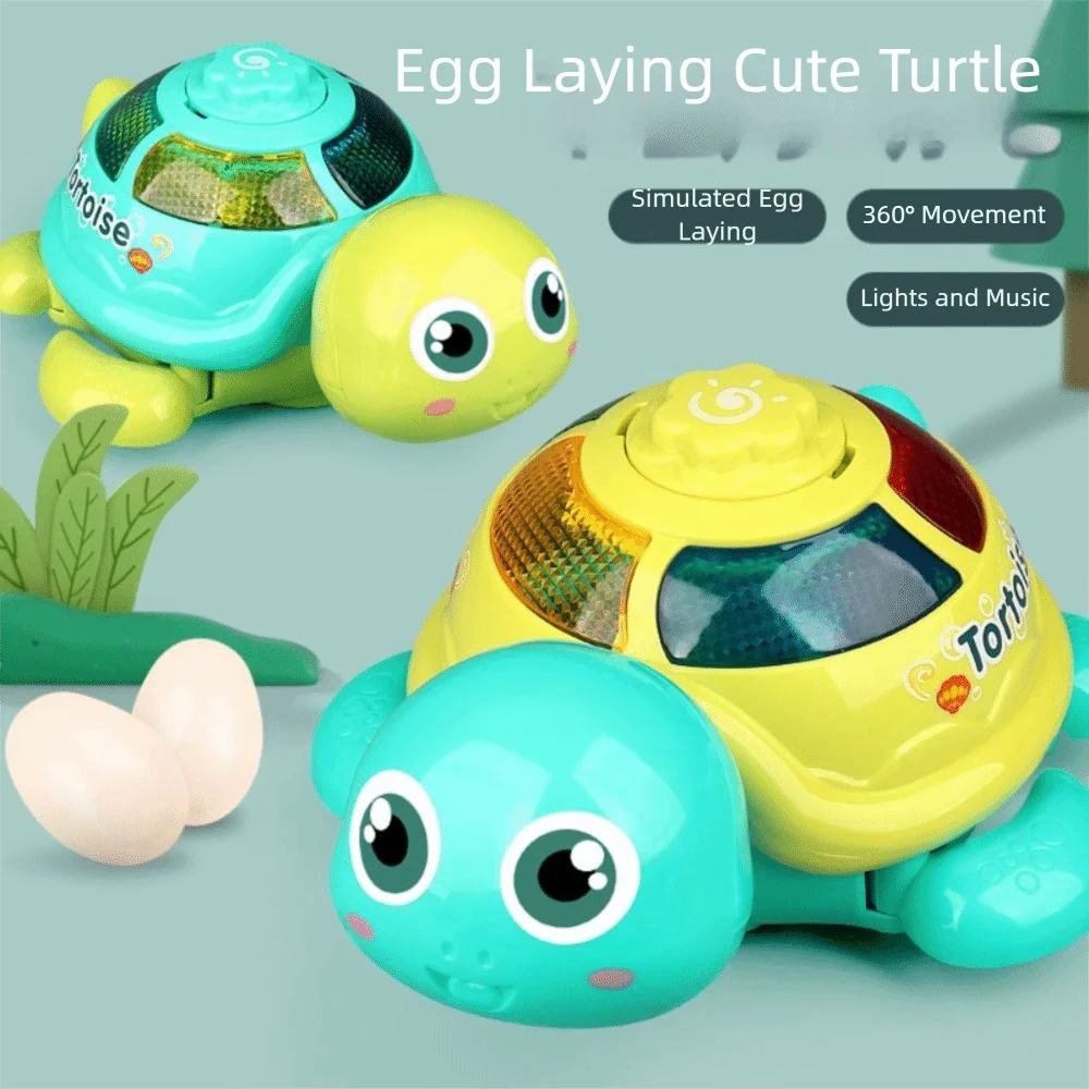 Plastic Musical Crawling Turtle Toys Interactive Sound and Light Lay Eggs Turtle Oys Early Education Ornament