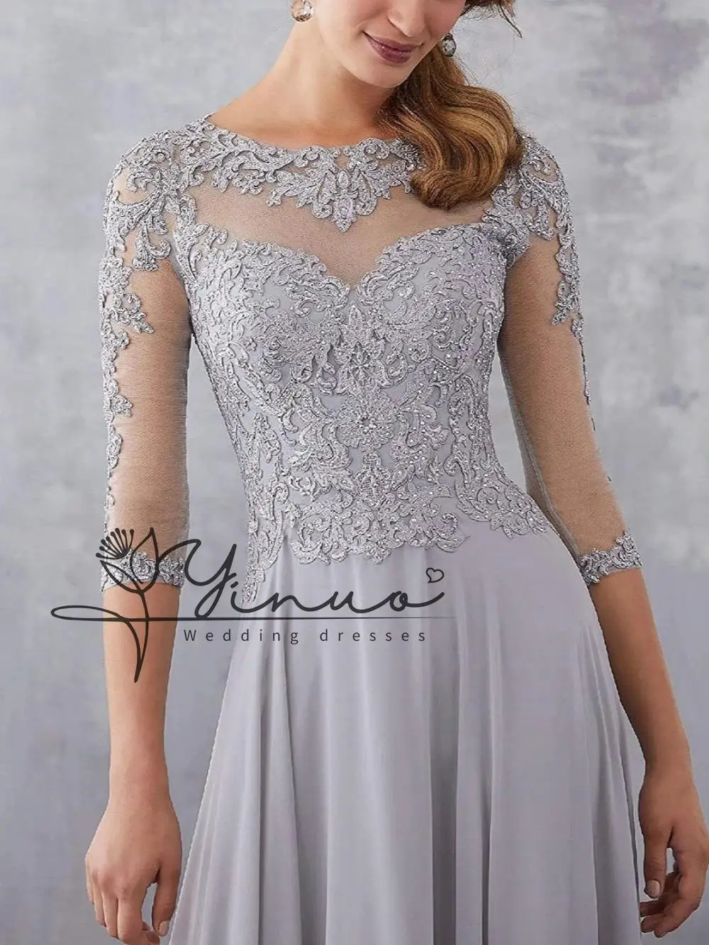 customized 2025 O-neck 3/4 Sleeve Mother Of The Bride Dresses For Weddings Elegant Lace Appliques Mother Dresses For Wedding For