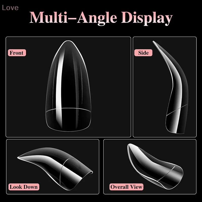 [L&P] 100 peças pontas de unhas curvas de falcão meia cobertura curva de garra de águia extensão de unhas falsas 10 tamanhos para salão de arte