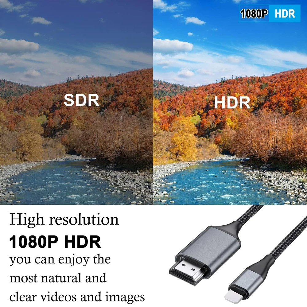 HDMI Cable for iPhone Upgraded 1080P HDTV HDMI Cable Adapter Connector Digital AV Video Sync Screen Compatible Converter for Pro