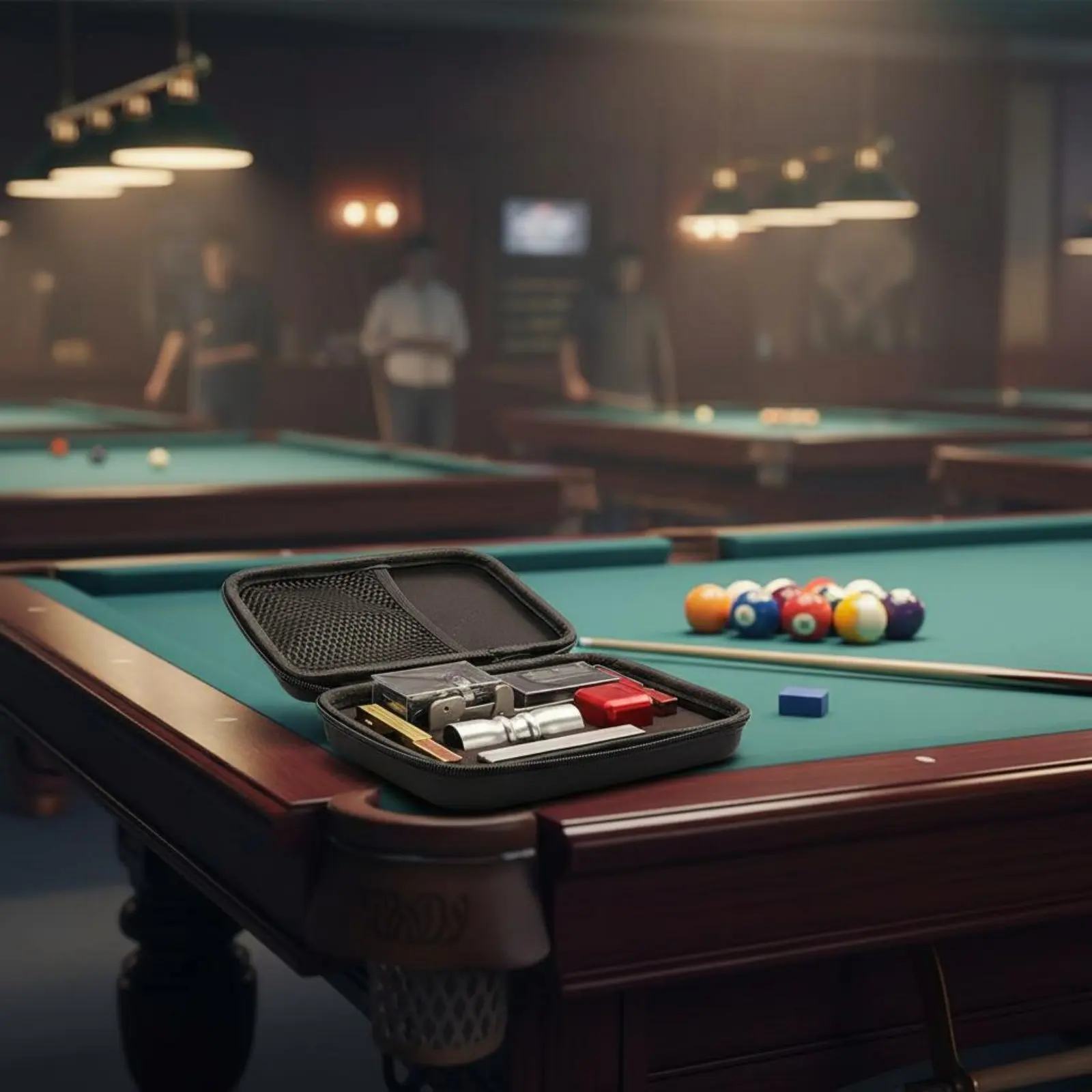 Kit de réparation de pointes de queue de billard 8 pièces, étui portable, kit de remplacement de pointes de queue de billard, accessoire de jeu, en alliage d'aluminium compact pour club