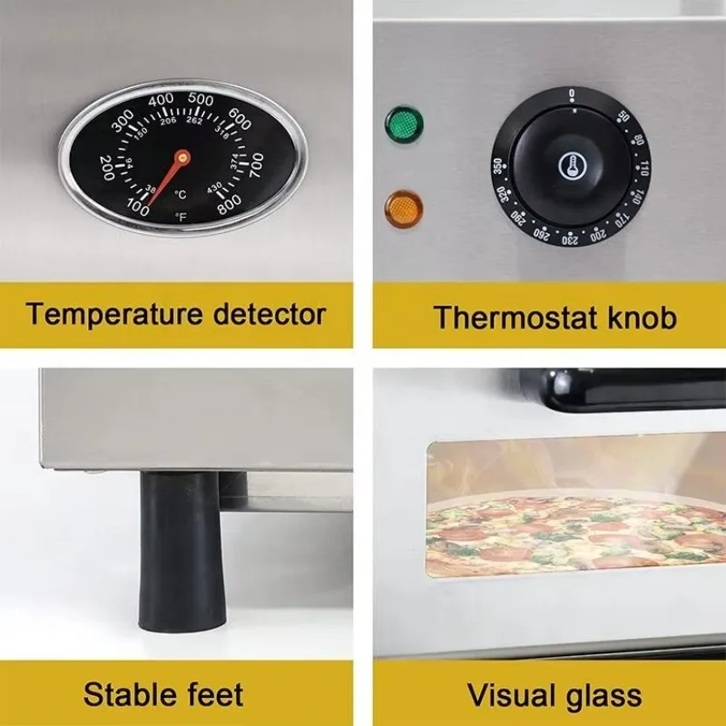 فرن بيتزا محمول كونترتوب صانع فرن البيتزا الكهربائي في الهواء الطلق فرن شواء بيتزا صغير من الفولاذ المقاوم للصدأ بقوة 2000 وات #6