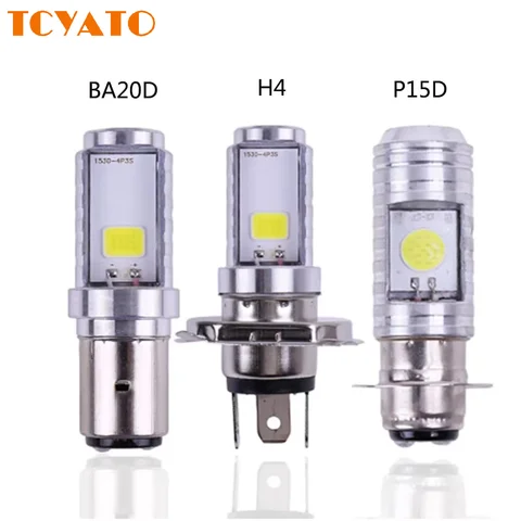 H4/P15D/BA20D 36W LED 2COB Motorcycle Headlight Bulb 1400LM 6000K Hi/LO Beam Light